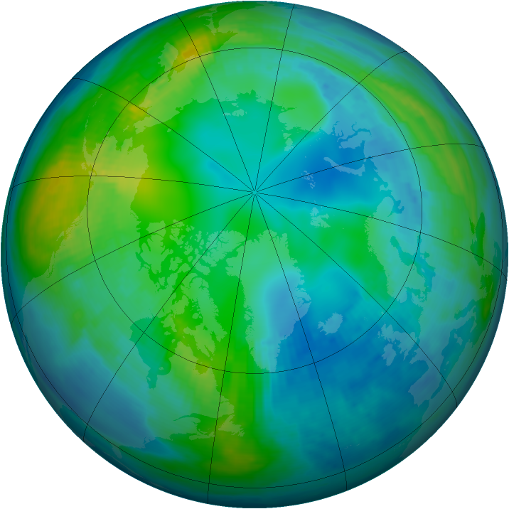 Arctic ozone map for 09 November 1999